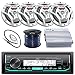 JVC Marine Boat Yacht Radio Bluetooth Media Player Receiver Bundle Combo With 4 x 6.5" 2-Way Coaxial White Speakers & 4Ch Amp primary