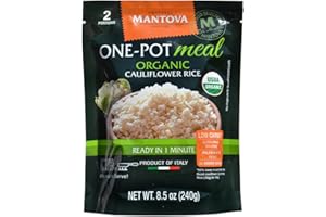 Mantova Organic Cauliflower Rice, 8.5 oz. (Pack of 6), Product of Italy, One-Pot Meal, Microwaveable, Ready-in-Minutes Cauliflower Rice, All-Natural, Healthy Rice Alternative, Ideal for Soups, Stews, Side Dishes, Salads, Rice Bowls, Breakfast Bowls and More, Gluten-Free, Low-Calorie, Low-Carb, Nutrient-Rich, High-Fiber, Vegan, Paleo, No Artificial Coloring, Flavoring or Preservatives