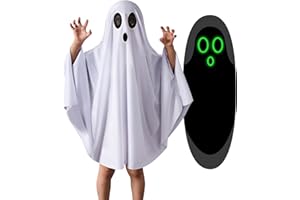 THDZS Unisex Boys and Girls Ghost Costume,Halloween Fancy Dress,White Boo Ghost Cloak Cape Cosplay Costume Halloween Costume