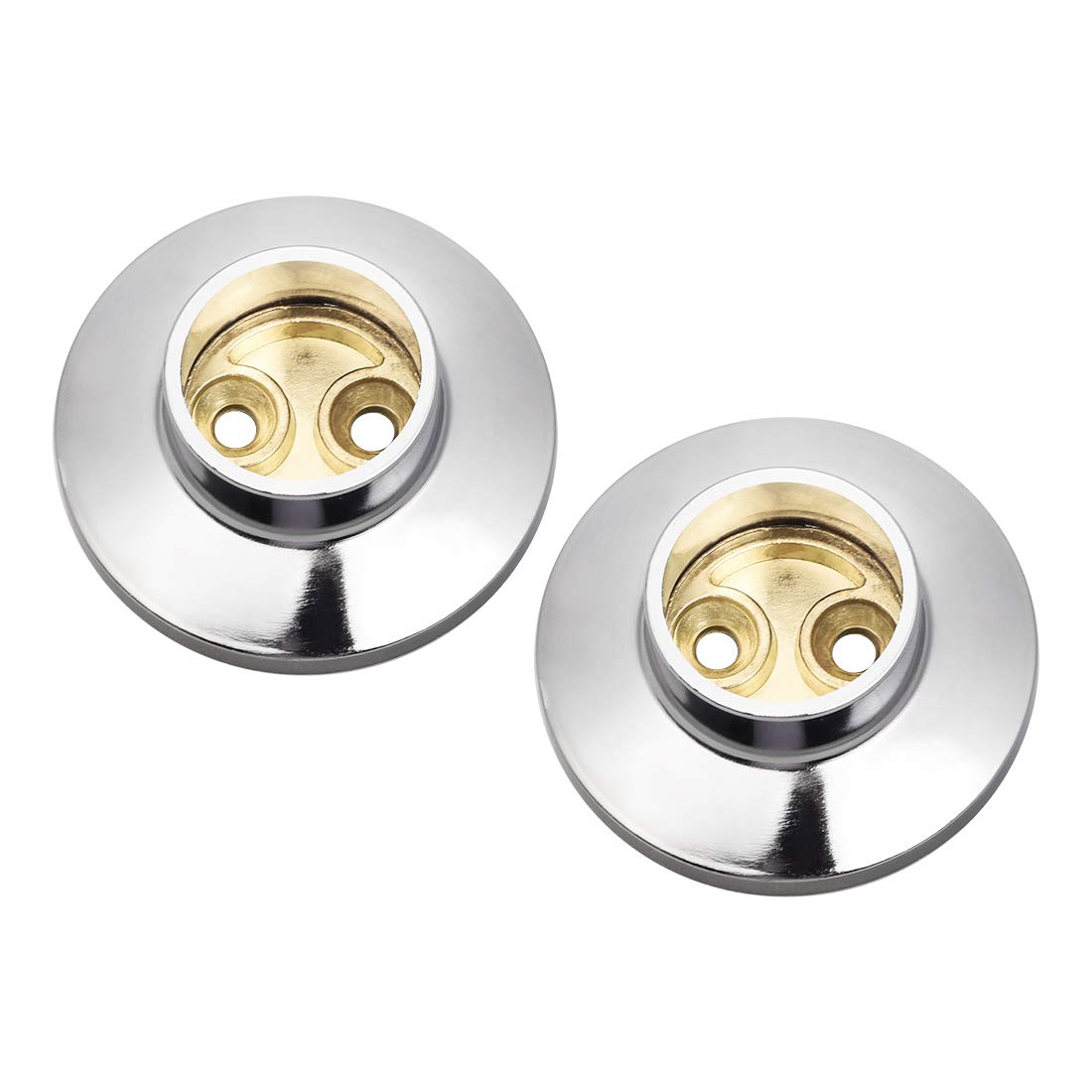 sourcing map Closet Rod Flange,25mm/0.98inch Dia Silver Tone, Wardrobe Socket Bracket Support Holder for Pipe 2Pcs
