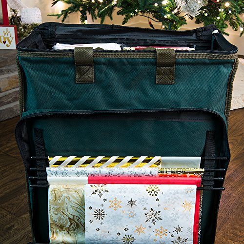 [Gift Bags with Tissue Paper Storage Bag] - Protect All of Your Tissue Paper Gift Wrap | Tiered Rods Hang Your Premium Christmas Tissue | Separated Compartments for Your Giftbags - Thumbnail 4