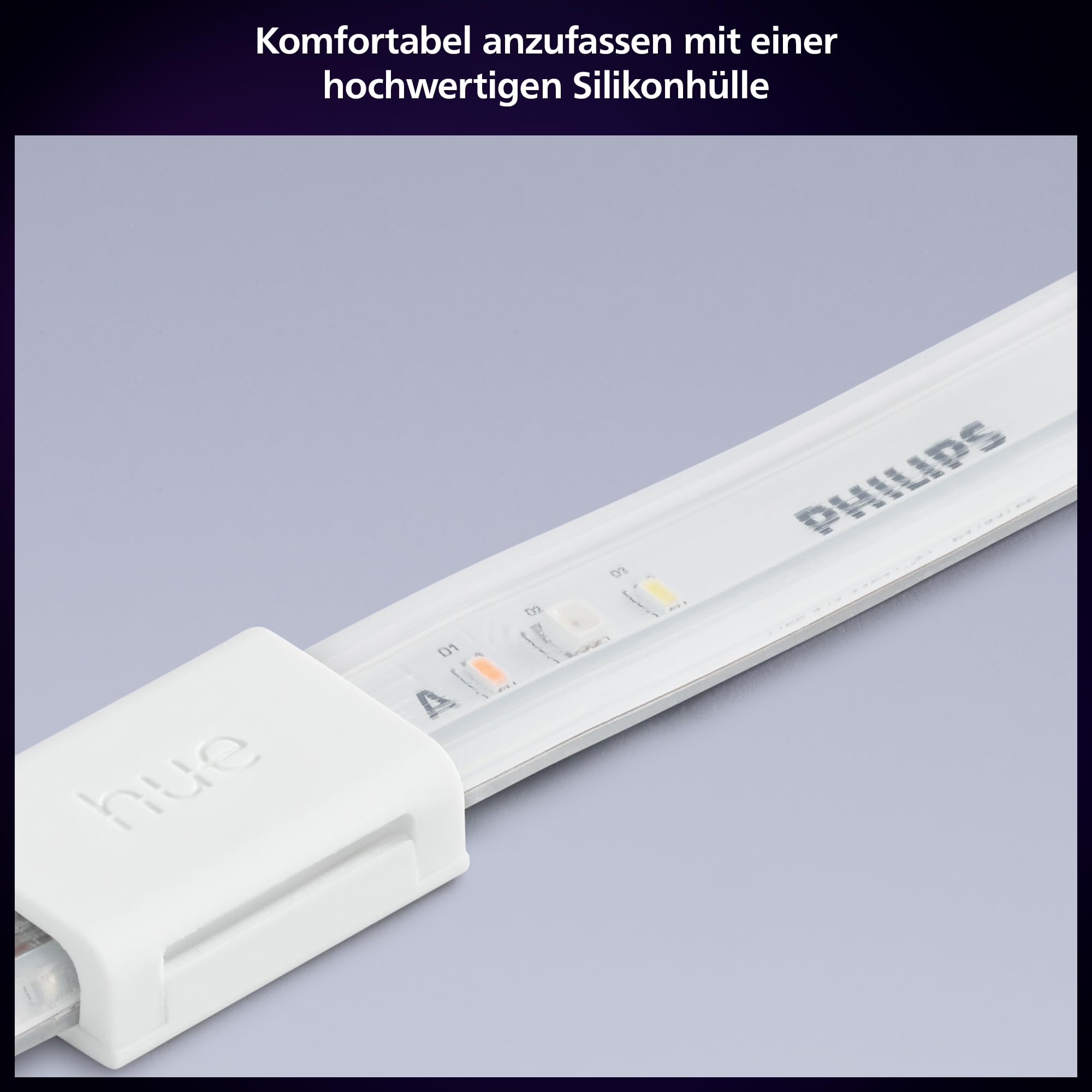 Philips Hue Indoor 5m Smart LED Solo Lightstrip Basis-Set, 1er-Pack, indirekte Beleuchtung mit der Hue App steuerbar, LED Streifen funktioniert mit Alexa, Google Assistant und Apple HomeKit 6