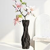 Black Sculptural Ceramic Vase, Modern Irregular Shape Decorative Vase for Home Decor, Minimalist Artistic Tabletop Centerpiece for Living Room Bedroom Office