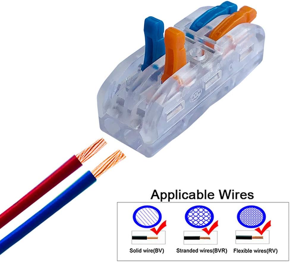 20 Morsettiere Elettriche Con Leva A Molla TOPINCN - Connettori Per Cavi Riutilizzabili - Trasparenti, Alta Conduttività