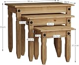 Vida Designs Corona Nest of Tables Rectangular Waxed Pine Rustic 28.5 x 60 x 50 view 2