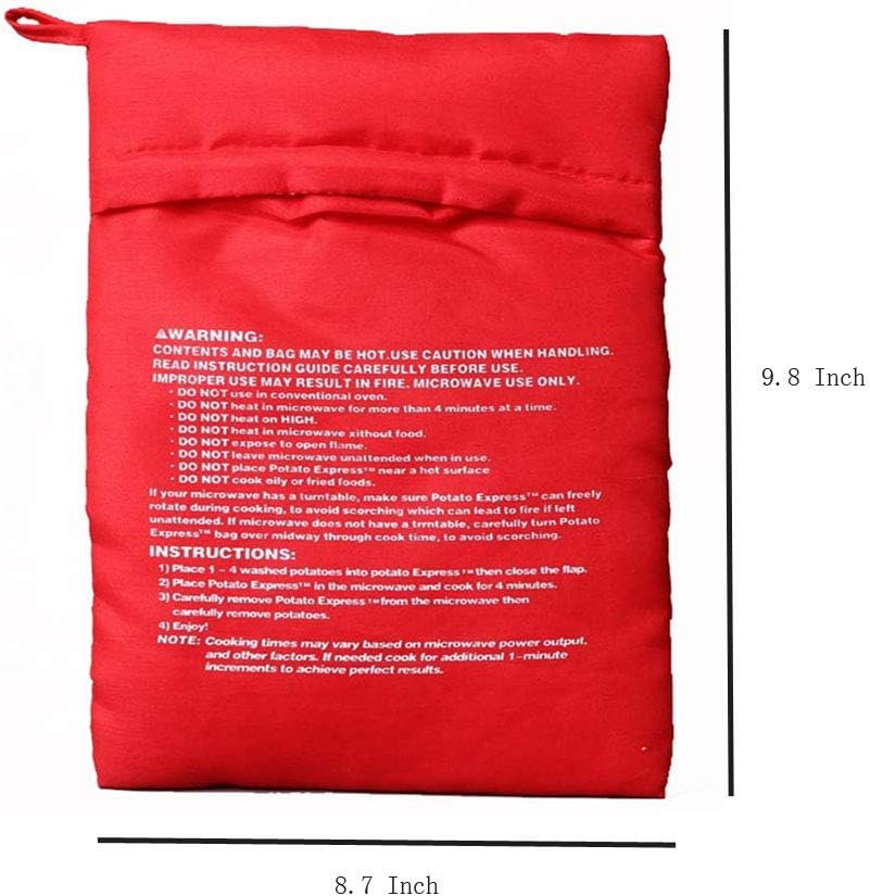 OBTANIM Microwave Potato Bag, 2 Pack of Reusable Microwave Cooker Bag Baked Pouch Potato Bag, Red: Home Improvement