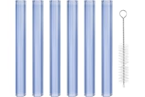 PATIKIL 4 Inch Borosilicate Glass Tubes, 6 Pcs12mm OD 2mm Thick Glass Blowing Tubes Straight Pipe with Cleaning Brush for Lab