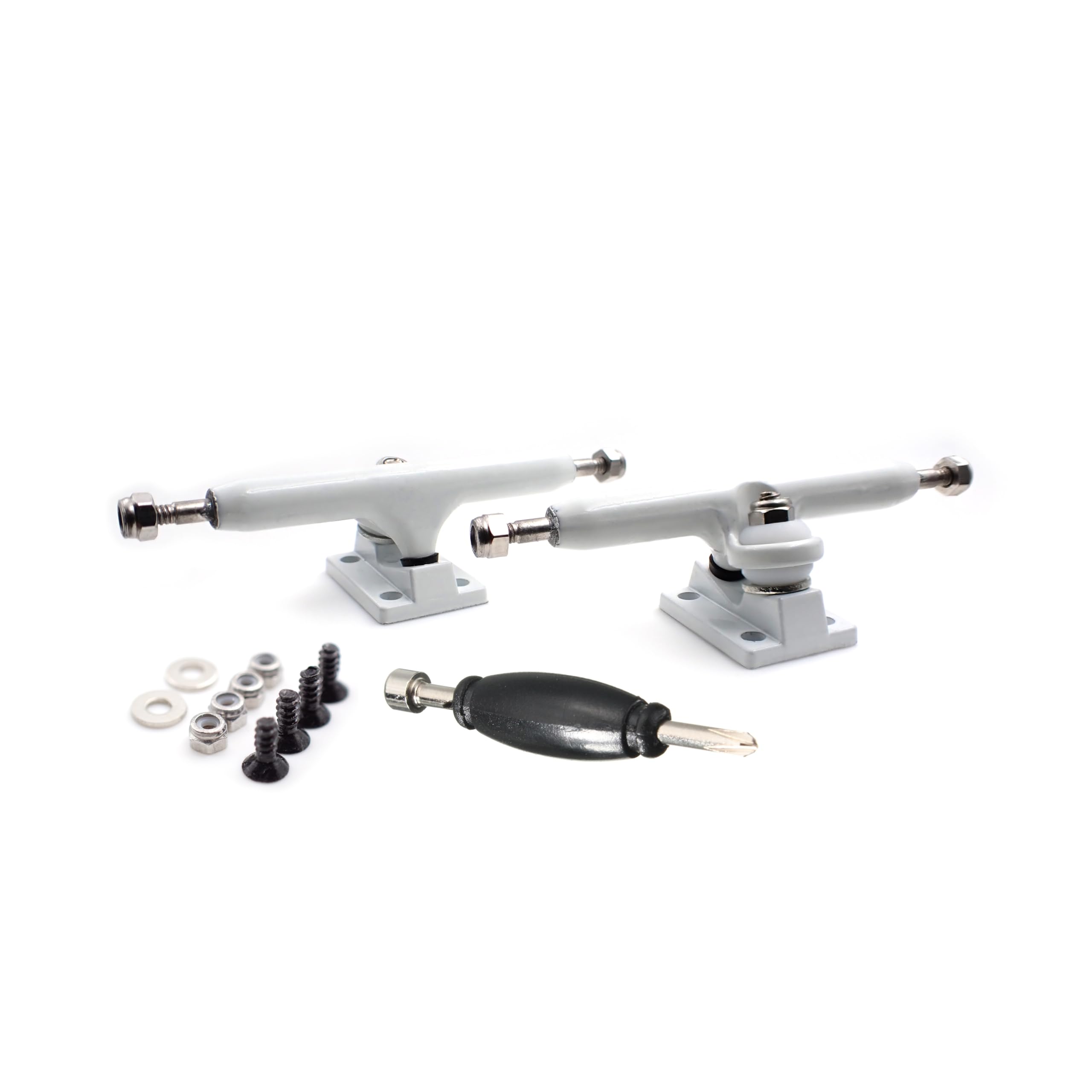 SPITBOARDS 34 mm Fingerboard Pro Trucks by, Real Lock Nuts, Rubber O-Ring Urethane Bushings, Optimised Hanger, Width 34 mm, for Fingerboard Tuning & Assembling (White)