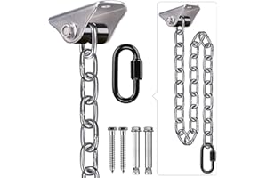 BeneLabel Hanging Kits Hammock Chair Hardware, Heavy Duty Silent Swing Hanger and 39.37"/3.28ft Chain for Indoor Outdoor Playground Hanging Chair Hammock Chair Punching Bags, 2 Screws, 1000LB Capacity