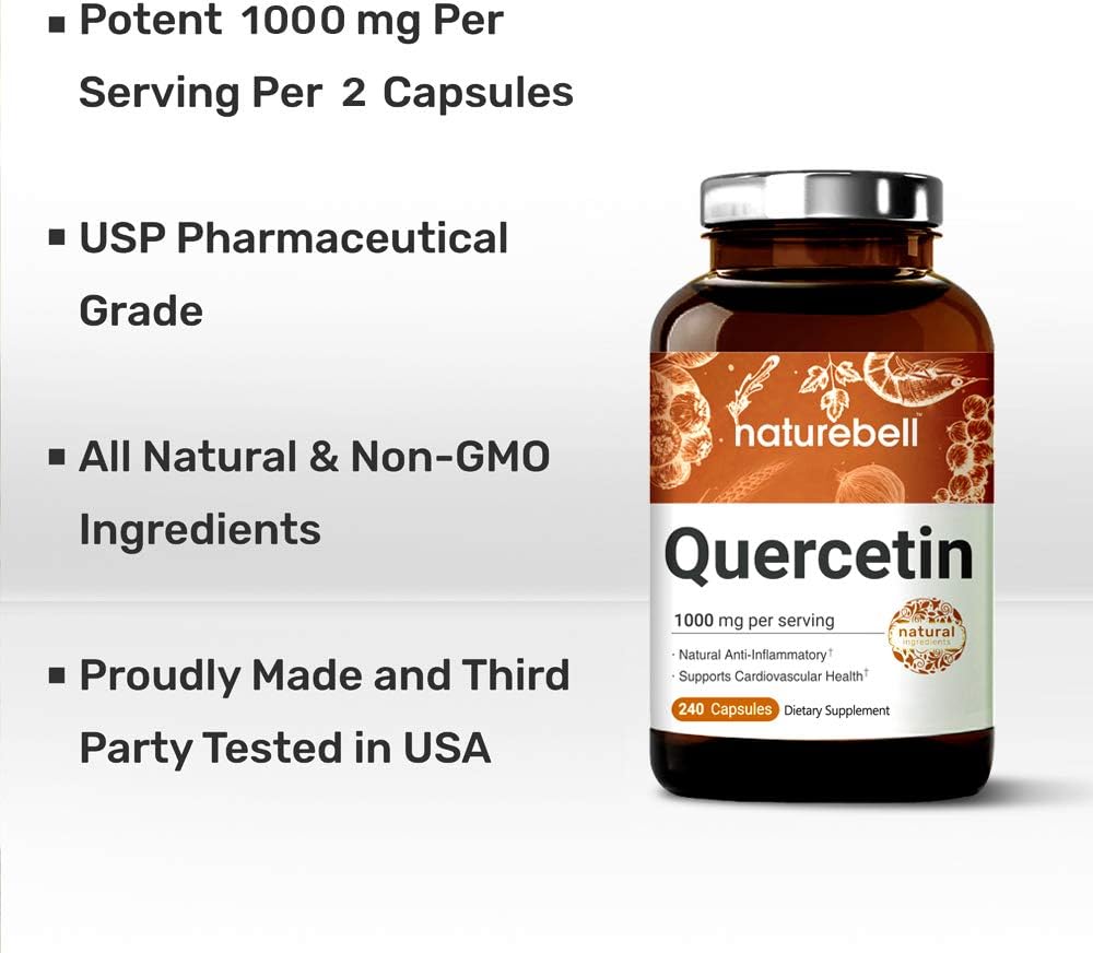 NatureBell Quercetin 1000mg Per Serving, 240 Capsules, Super Immune Vitamins and Quercetin Vitamins, Powerfully Supports Cardiovascular Health, Immune System and Bioflavonoids for Cellular Function: Health & Personal Care
