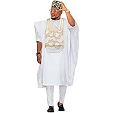 TIDOIRSA Dashiki for Men,Embroidery African Mens Clothing Dashiki Shirts and Pants Outfits 3 Pieces Set