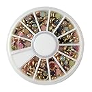 EFT Pretty Gold Metal Framed Multicolored Pearl Nail Polish Art Fashion Accessory Stud Set for Nail Art DIY Decoration