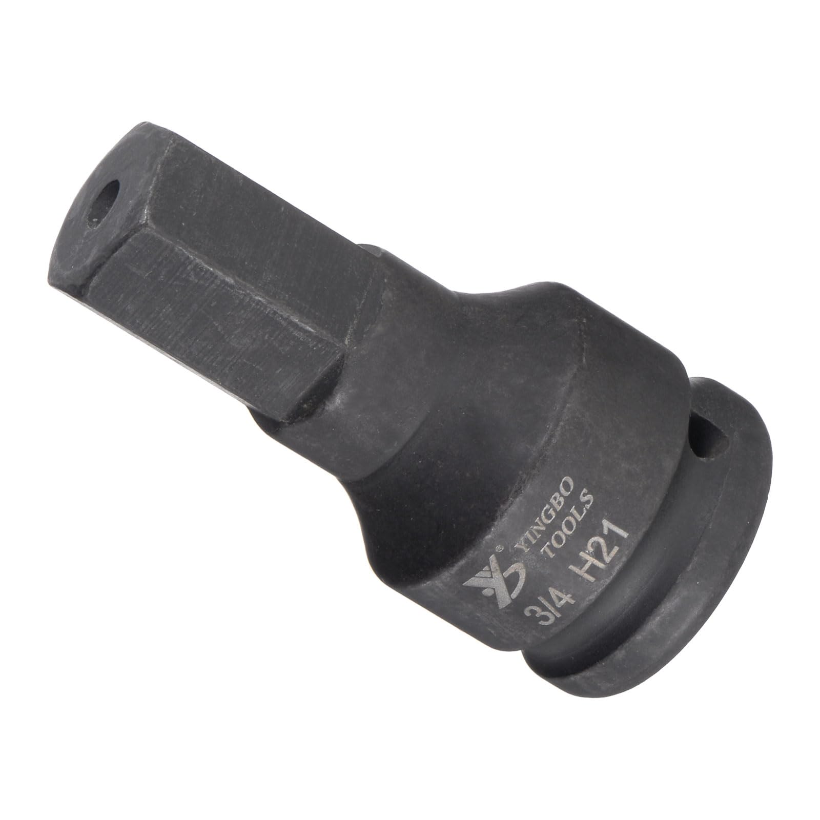 CoCud Impact Hex Bit Socket, 21mm Hex Bit 3/4" Square Drive 80mm Length, CR-MO Chamfer Design Pin Hole Metric Hex Socket - (Applications: for Automotive Electric Repair)