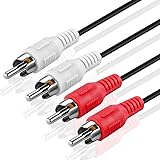 TNP 2RCA Stereo Audio Cable (10 Feet) - Dual Composite RCA Male Connector M/M 2 Channel (Right and Left) (Red and White) Shielded 2RCA to 2RCA AV Sound Plug Jack Wire Cord