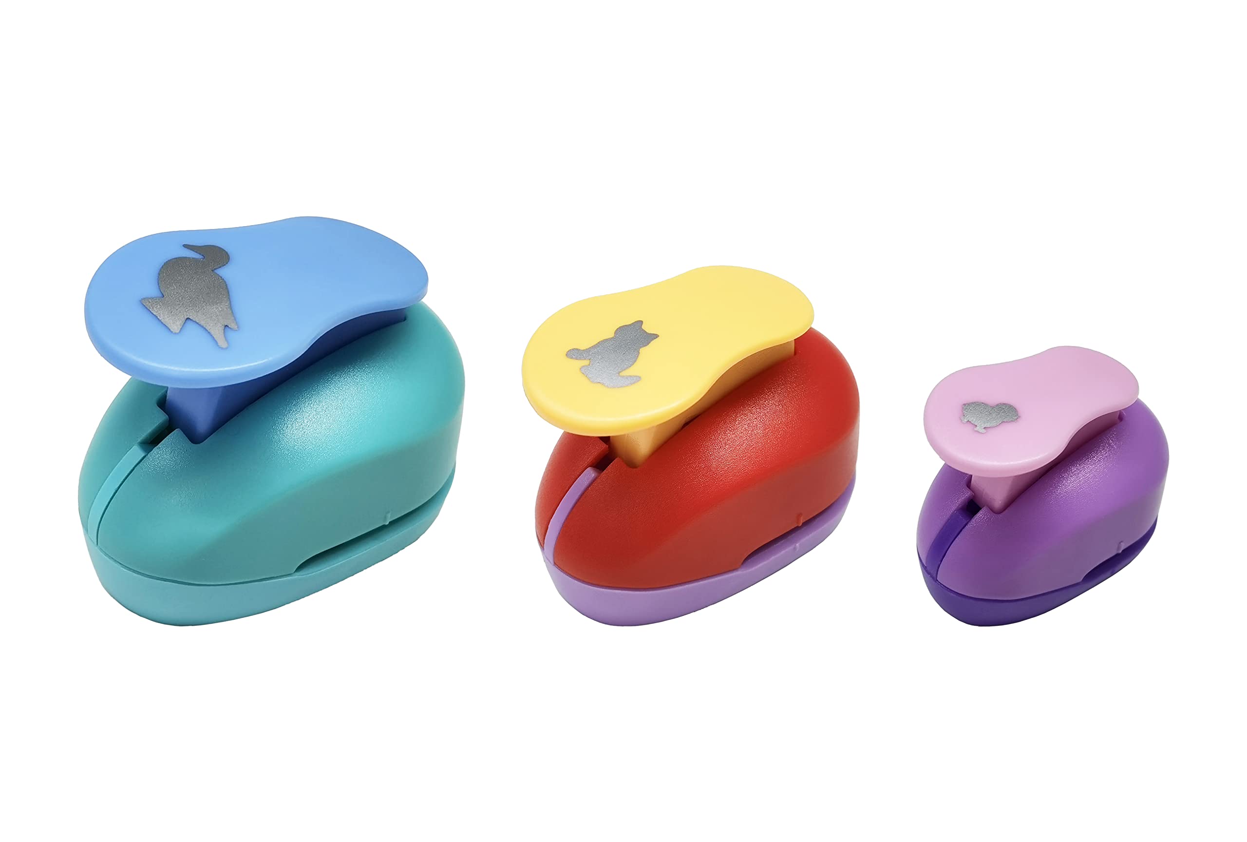 Punch Set VSREI Cute little animals - (Ducks, Cats, Chickens) for Crafts, Scrapbooking, Photos, Greeting Cards, 9mm, 16mm, 25mm, Lovely cute animals shaped Paper Punch (Random Color)