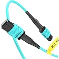 Karono 3.3 ft / 1M MPO to MPO Fiber Cable, Nissin Japan Connectors, 8-core OM3 Type B Fiber Jumper Patch Cord for QSFP+Transceivers MTP Compatible Application Jump Cable