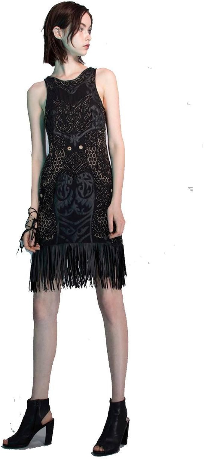 black beaded fringe dress