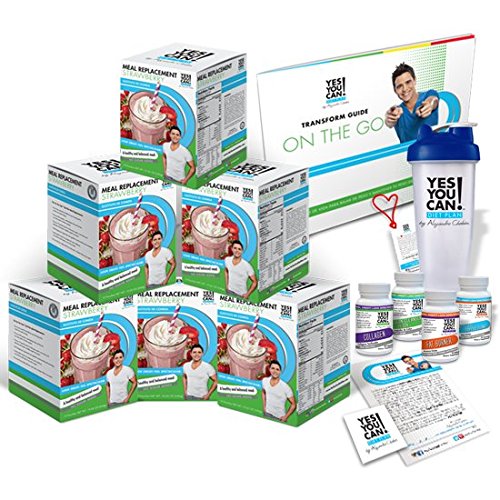 Yes You Can! Diet Plan Transform Kit On The Go: Meal Replacement Shakes, 30 Fat Burner Pills, 30 Appetite Suppressant Pills, 30 Colon Cleanser Pills, 30 Collagen Pills, 1 Bilingual Transform Guide (Spanish/english), 1 Shaker Bottle, 1 Yes You Can!™ Diet Plan Heart Shaped Band,1 Certificate of Success and 1 Yes You Can! Diet Plan Sticker (Strawberry, 60 Meal Replacement Shakes) Yes You Can! Diet Plan Transform Kit On The Go: Meal Replacement Shakes, 30 Fat Burner Pills, 30 Appetite Suppressant Pills, 30 Colon Cleanser Pills, 30 Collagen Pills, 1 Bilingual Transform Guide (Spanish/english), 1 Shaker Bottle, 1 Yes You Can!™ Diet Plan Heart Shaped Band,1 Certificate of Success and 1 Yes You Can! Diet Plan Sticker (Strawberry, 60 Meal Replacement Shakes)