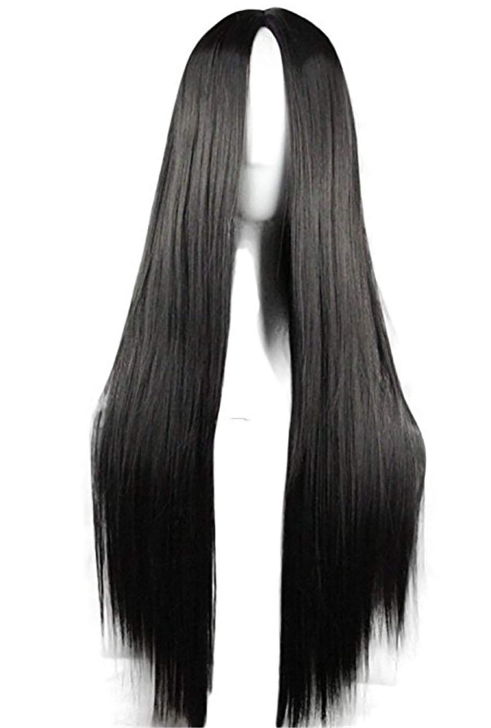 29.5 Inches 75cm Ladies Long Straight Wig Black Heat Resistant Synthetic Wigs for Fun,Party & Night out Cosplay Halloween Costume Wig