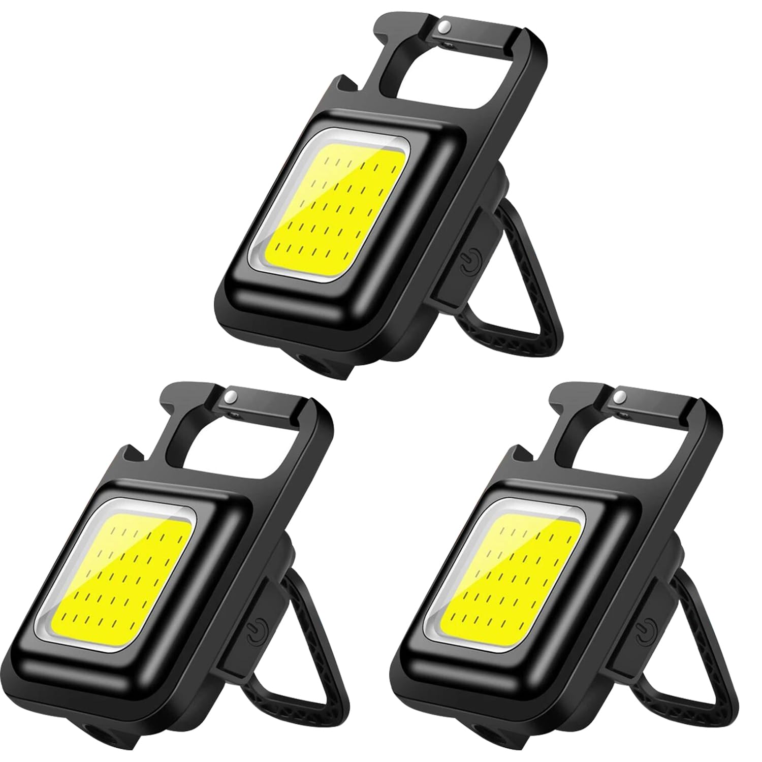 MVIOCS Pack of 3 LED Keychain Flashlights Rechargeable, High Lumens COB Keychain Work Light Flashlight, Super Bright Small LED Flash Light, Adjustable Brightness, for Camping, Outdoors