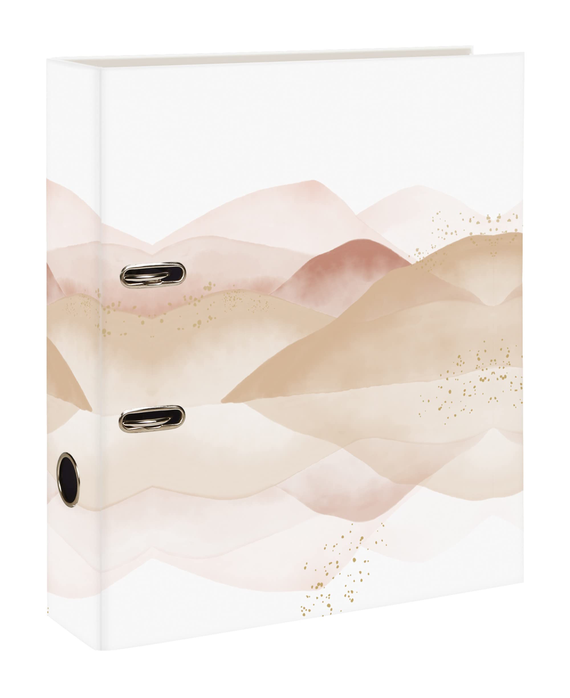 Clairefontaine 115973C - Cardboard Lever Arch File Nature/Landscape/Mountain in Powder Pink and Beige - Spine 70mm - A4 - Home Office - Evanescence Collection