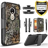 Motorola Moto G6 Play Case, Moto G6 Forge Case with [Tempered Glass Screen Protector],[Not Fit Moto G6/G6 Plus] Built-in Kickstand and Stylus Circlemalls Combo Holster Phone Cover-Camo