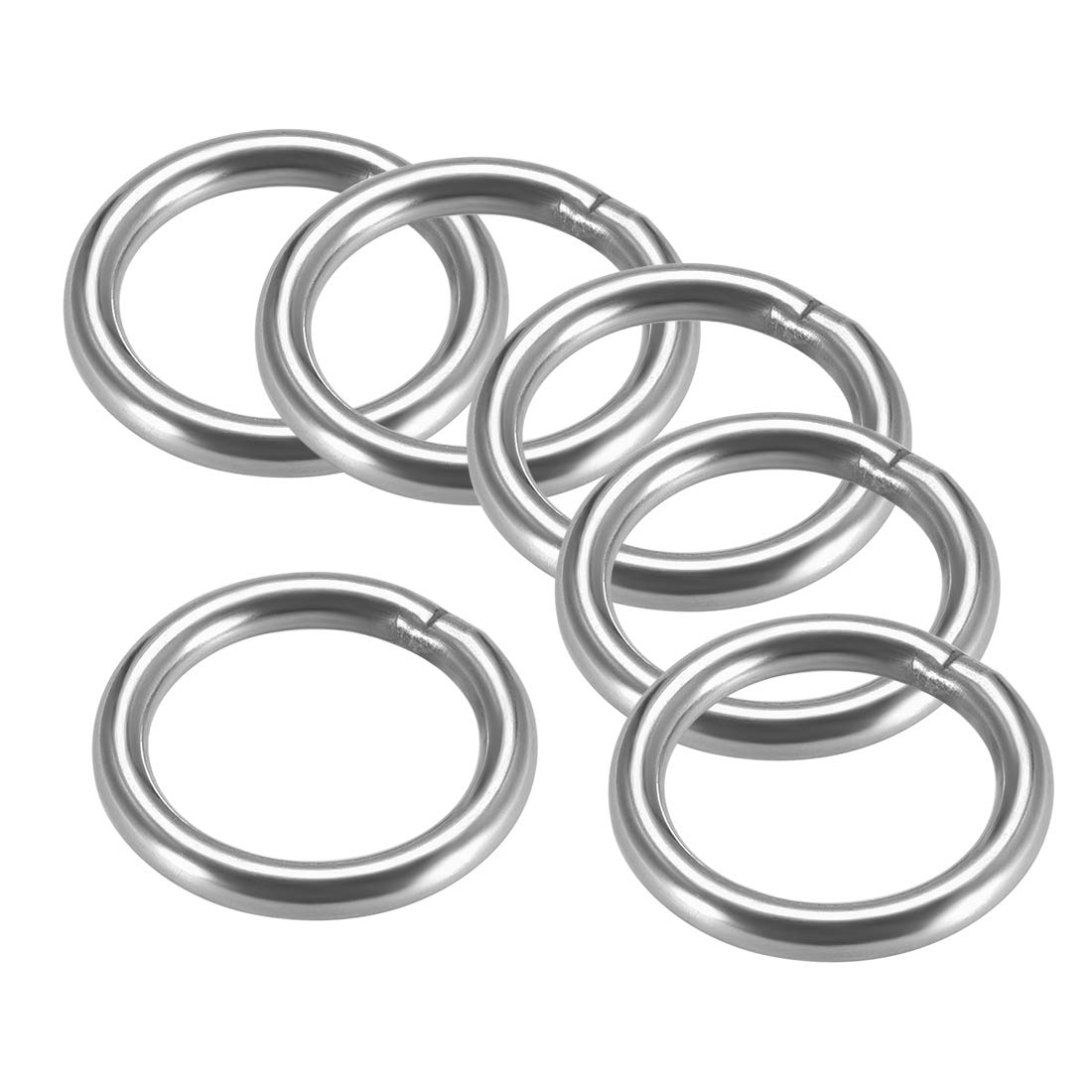 sourcing map 201 Stainless Steel O Ring 30mm(1.18") Outer Diameter 4mm Thickness Strapping Welded Round Rings 6pcs