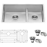 Ruvati 28-in 60/40 Low-Divide Undermount Kitchen Sink - RVH7255 | tight radius, double bowl, 16-gauge, stainless steel