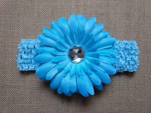 Baby Headband Bright Blue and White Flower Hair Accessory Infant Newborn