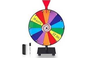 abitcha 12-inch Spinning Prize Wheel - Heavy Duty Base with 14 Slots Color Tabletop Spinner - Spin The Roulette Wheel for Carnival, Trade Show, Win Fortune Spin Games