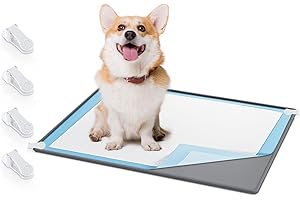 Timgle 1 Dog Pee Pad Holder Puppy Pad Tray 30 x 24 Inches Silicone Dog Potty Tray No Spill Pee Mat Potty Cushion Holder with 4 Clamps for Pets, Easy to Clean and Store(Gray)