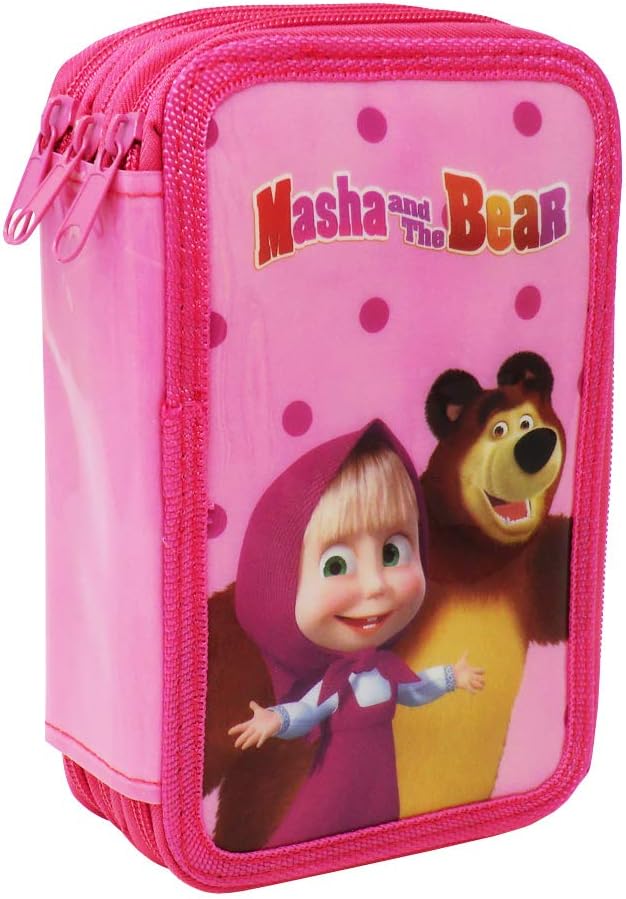 Cucuba MASHA and The Bear Filled Pencil CASE Large Capacity 43 Pieces – Gift IDEA