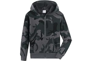 Spring&Gege Boys Camo Print Hoodies Soft Full Zipper Hooded Sweatshirt