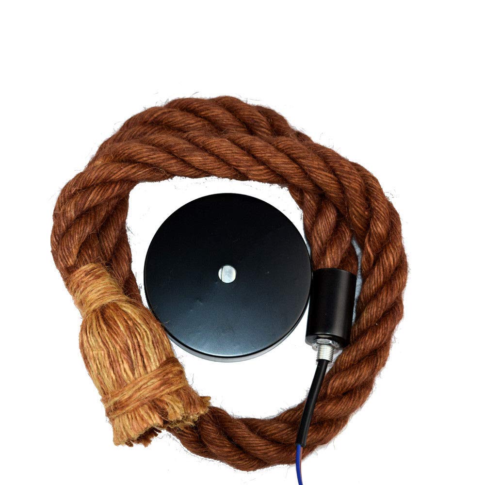 1M E27Rope Chandelier Pendant Light Ceiling Lamp E27 Base Lamp Cord Retro Style DIY Home Decoration, Double Head UK (Brown)