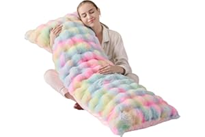 Shaggy Faux Fur Body Pillow,Fluffy Bed Pillow with Zipper Closure,Soft Decorative Plush Full Long Pillows,Fuzzy Hug Pillow fo