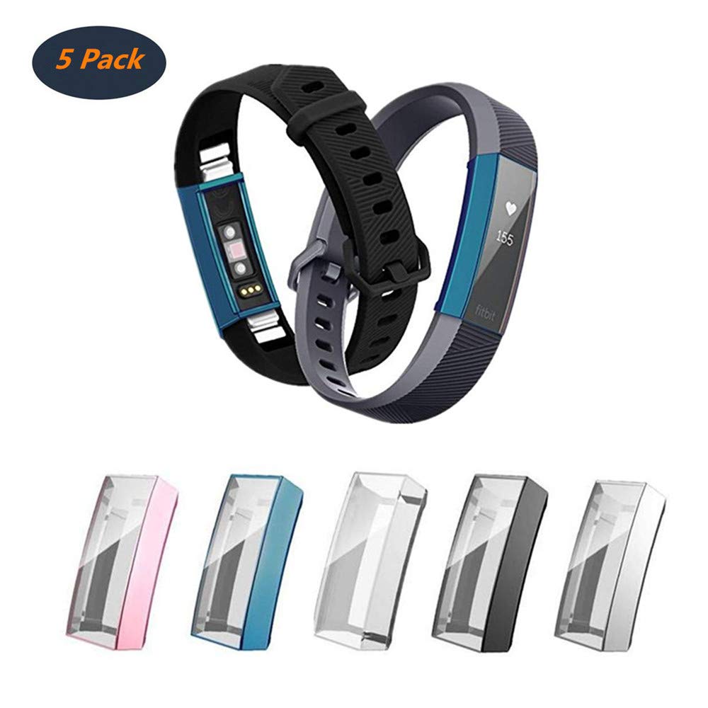 [5Pack] Compatible with Fitbit Alta Full Cover Case, Plated Soft TPU
