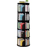 SpaceAid 5 Tier Rotating Bookshelf Tower, Spinning Bookcase Lazy Susan, Revolving 360 Book Shelf Storage Round Carousel, Vertical Rotate Turning Spiral Corner Organizer, Black
