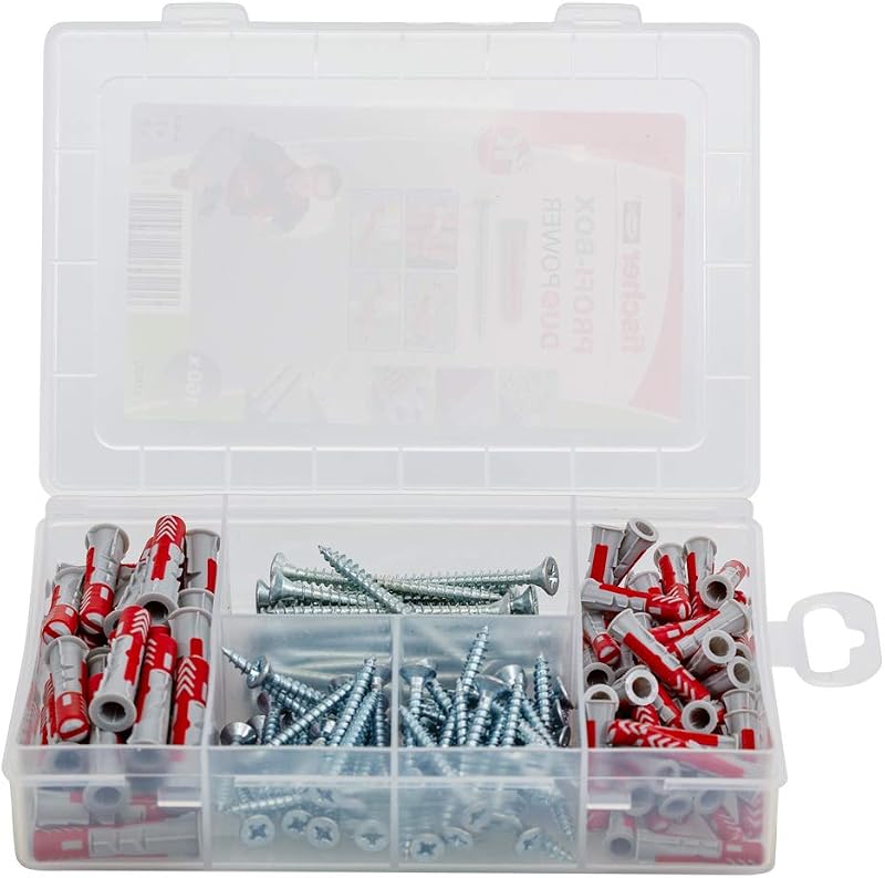 fischer Duopower Plug Set Profibox 160pc Red Grey with Screws