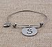 ZUOBAO Stainless Steel Initial Disc Expandable Wire Bracelet Bangle with Heart Charm (S)