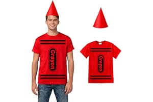 DreamJ Halloween Crayon Costume T Shirt Set for Adults Men Women,Group Halloween Couple Costumes Funny Shirt Tutu Skirt Hat