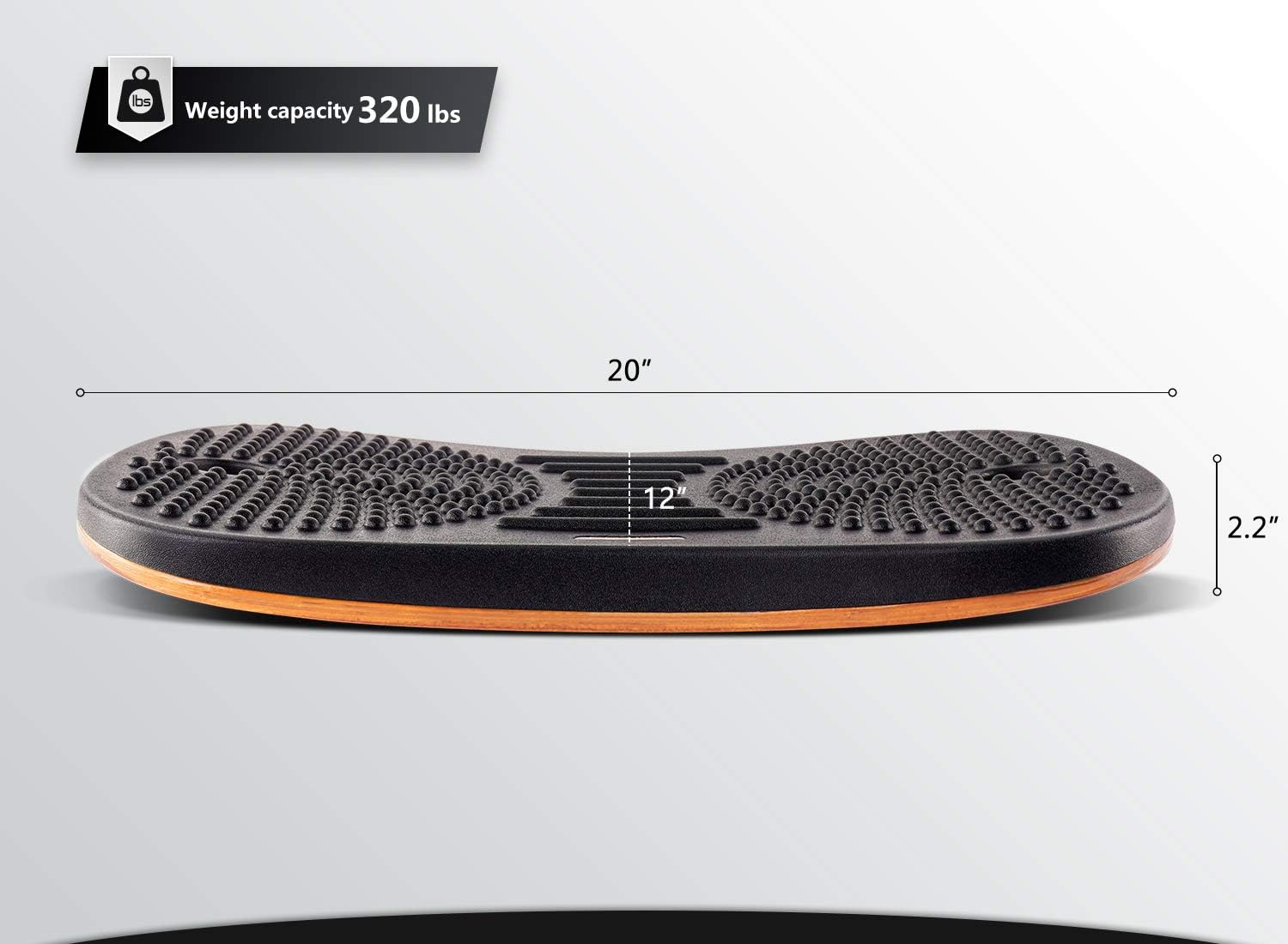 FEZIBO Standing Desk Anti Fatigue Mat Wooden Wobble Balance Board Stability Rocker with Ergonomic Design Comfort Floor Mat (Medium, Obsidian Black): Home & Kitchen
