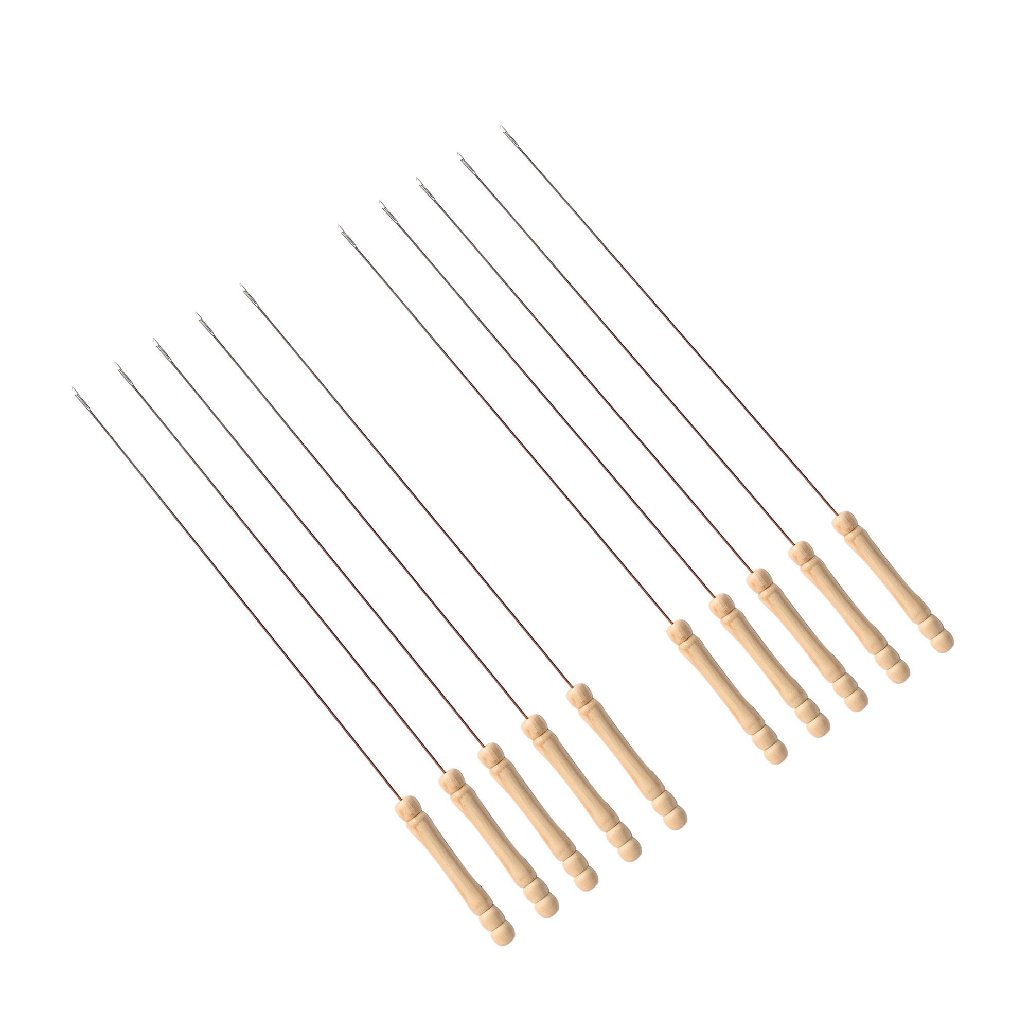Photo 1 of IMEEA 15-Inch Kabob Skewers with Wood Handle for BBQ Stainless Steel Kabob Skewers for Camping Grilling, 10-Pack