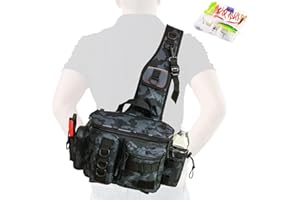 Aertiavty Compact Fishing Tackle Bag, Fishing Bag with Tackle Box and Rod Holder Outdoor Sport Fishing Backpack