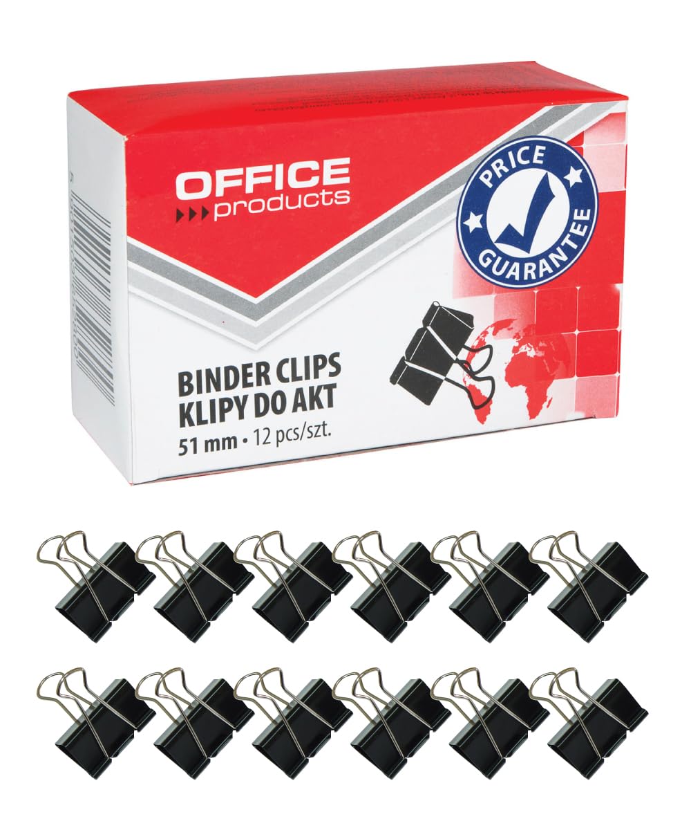 Paper Spring-Tight Clips Office Products 51mm 12pcs Black/Small Office Accessories/Type-for Documets/Kind-Standard/Material-Metal/Colour-Black/Size-51mm