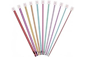 11 Pcs Crochet Hook Set, Straight Aluminum Needles in Sizes 2mm to 8mm, Long Handle Hooks for Crocheting, Knitting Supplies K