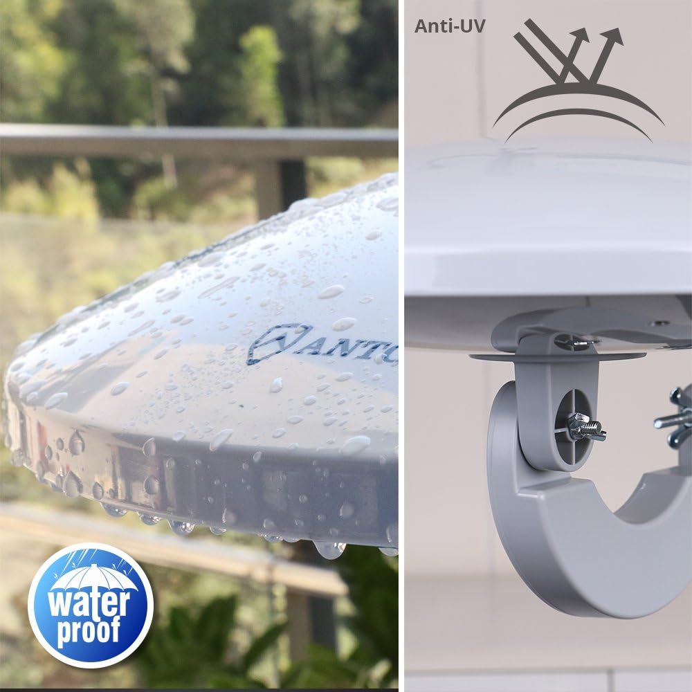 Amazon Com Outdoor Tv Antenna Antop Omni Directional 360 Degree Reception Antenna Outdoor Attic Rv Used 65 Miles Range Amplifier Booster 4g Lte Filter Waterproof Anti Uv Easy Install Pl 414bg Electronics
