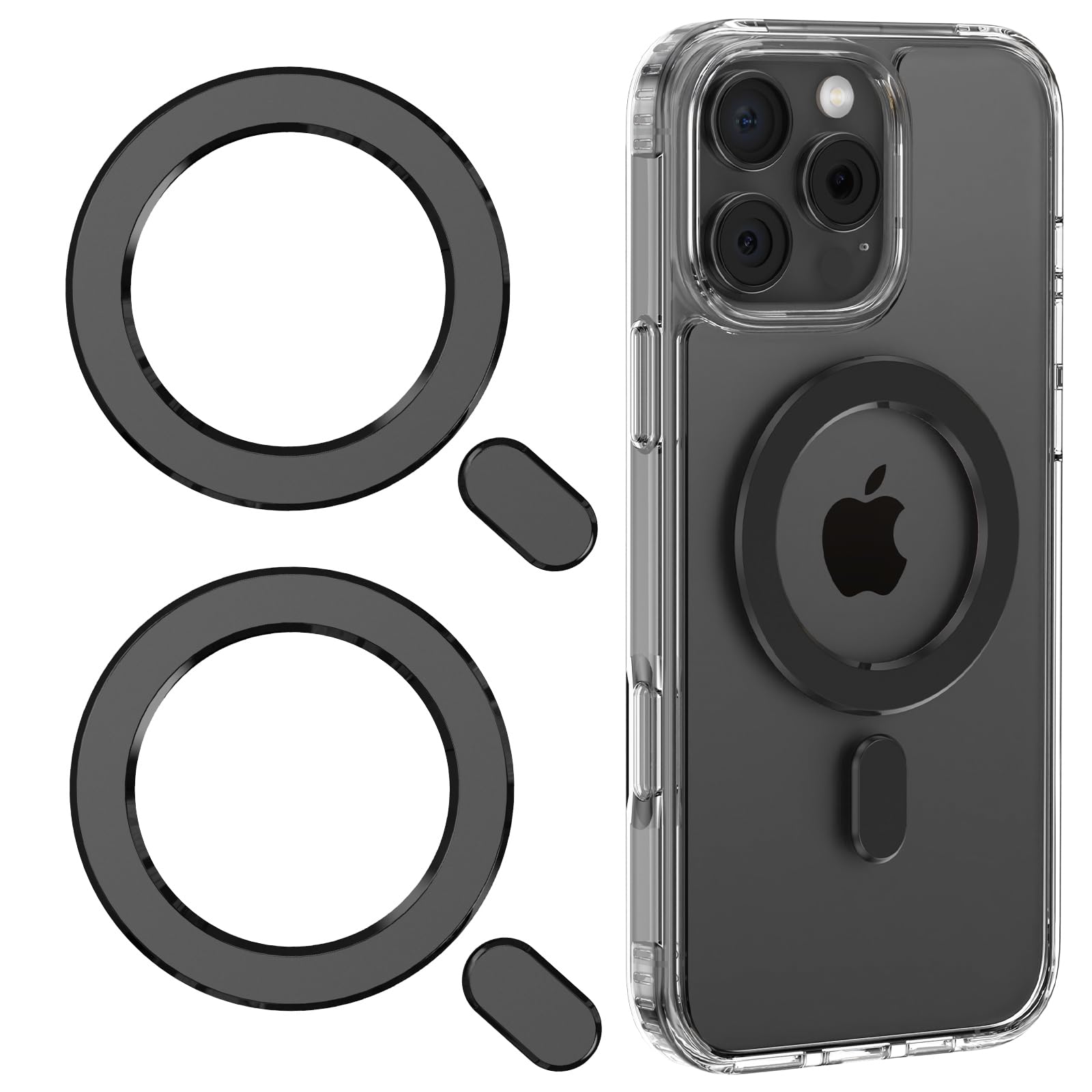 Photo 1 of LDSXAY Universal MagSafe Ring, 2 PCS Magnet Sticker Magnetic Adapter Ring Compatible with Magsafe Accessories & Wireless Charging for iPhone 17/16/15/14/13/12 Pro Max Mini, Galaxy S25/S24/S23 (Black)