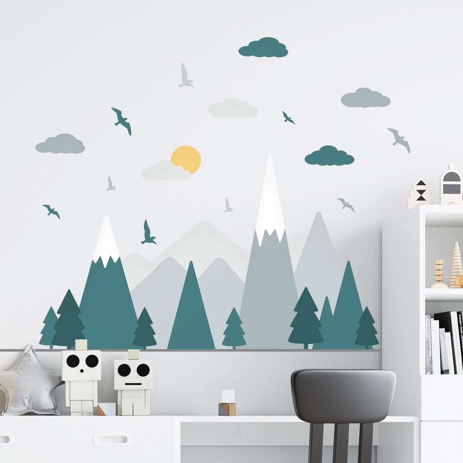 WALPLUS Colourful Mountains Landscape, Scandinavian Style, Children Wall Stickers, Mountain Decals, Nursery, Babyroom - Image 3