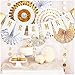 Aonor Gold Party Decorations - Sparkly Paper Fan Flowers Banner, Hanging Swirls, Paper Garland Bunting for Baby Shower Backdrop, Birthday Party Wall Decorations