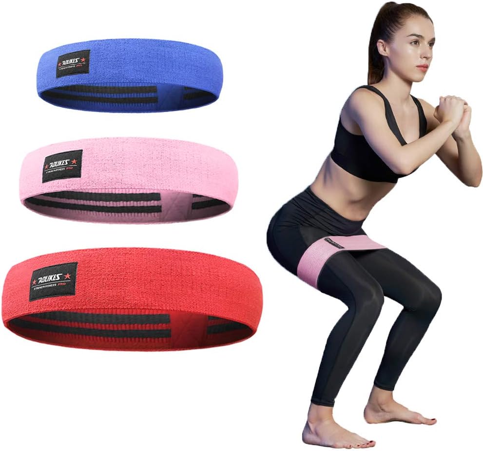 HIBETY Resistance Bands Set of 3,Exercise Bands for Legs,Ankle,Butt,Non Slip Elastic Fabric Booty Bands,Fitness Bands Workout Bands Glute Bands for Women Men